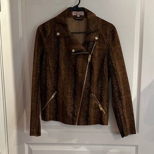 Philosophy Brown Snake Print Leather Jacket
